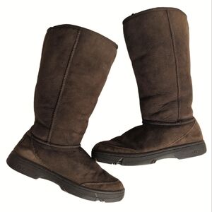 UGG Australia Braided Sheepskin Leather Suede Tall Boots 7 Brown